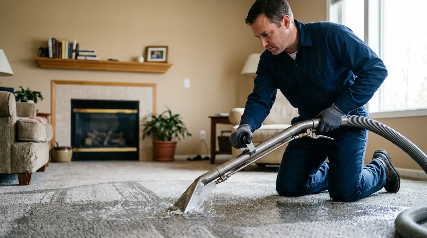 Water damage restoration technician working near Mchenry, MS